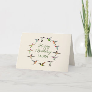 Personalised Hummingbird Happy Birthday Card
