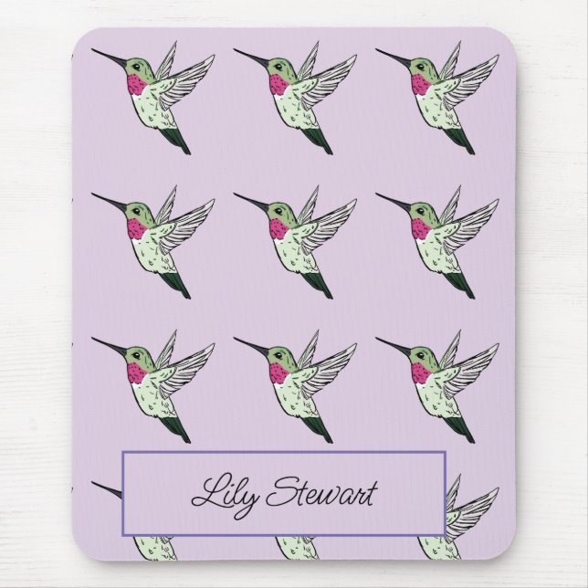 Personalised Hummingbird Lavender Mousepad (Front)
