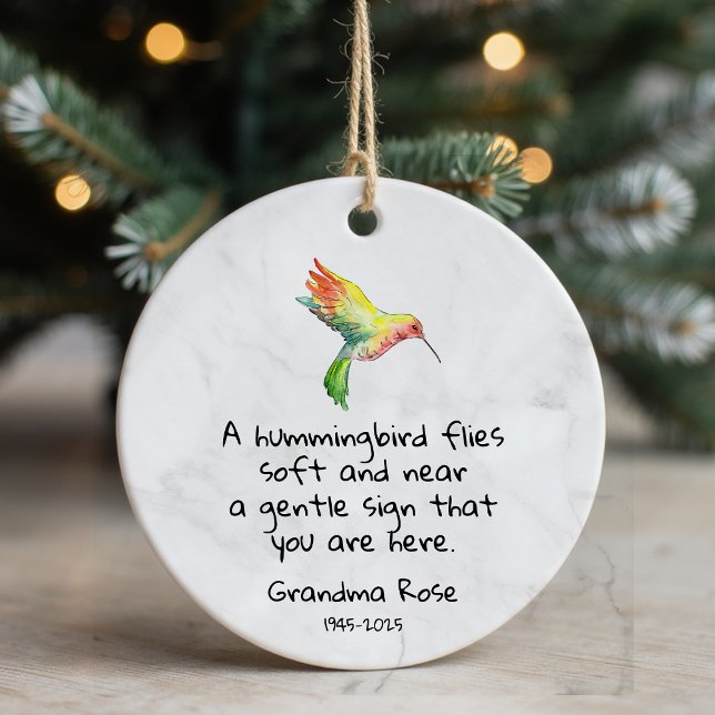 Personalised Hummingbird Saying Memorial Ceramic Tree Decoration (Creator Uploaded)