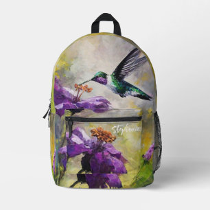 Personalised hummingbird school bag, Nature Printed Backpack