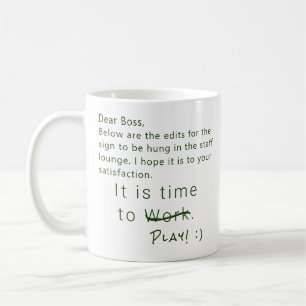 Personalised Humourous Office Work Play Boss, Gree Coffee Mug