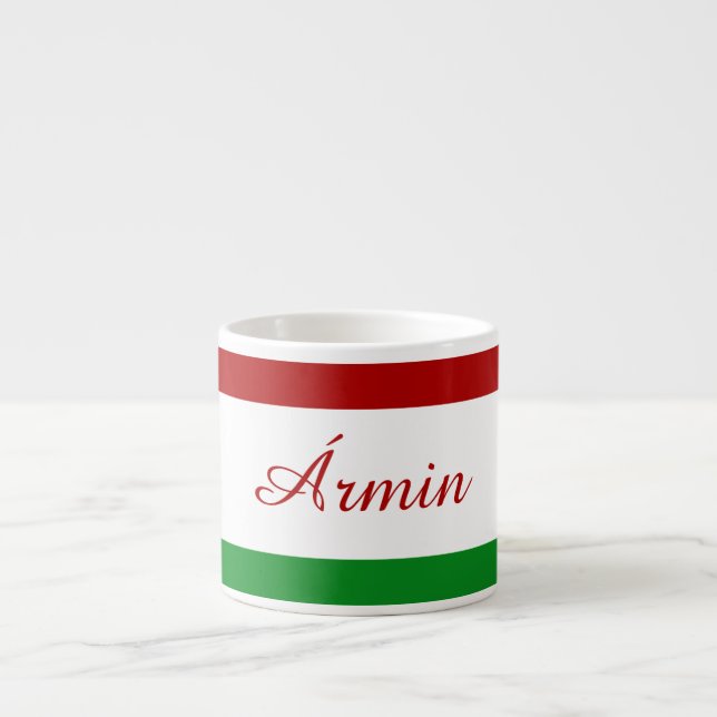 Personalised Hungarian Flag Espresso Cup (Front)