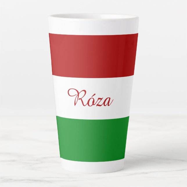 Personalised Hungarian Flag Latte Mug (Front)