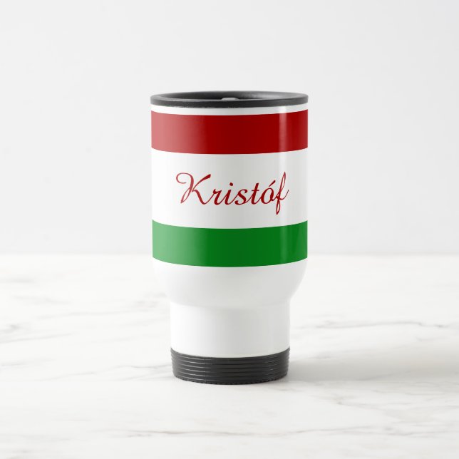 Personalised Hungarian Flag Travel Mug (Center)