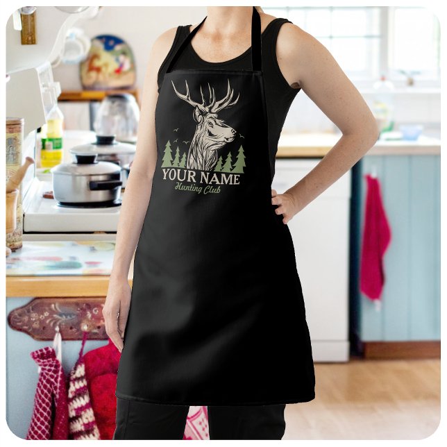 Personalised Hunter Deer Elk Antler Hunting Club Apron (Creator Uploaded)