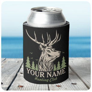 Personalised Hunter Deer Elk Antler Hunting Club Can Cooler