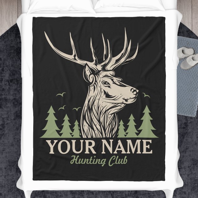Personalised Hunter Deer Elk Antler Hunting Club  Fleece Blanket (Creator Uploaded)