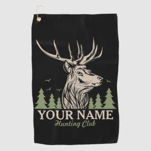 Personalised Hunter Deer Elk Antler Hunting Club Golf Towel