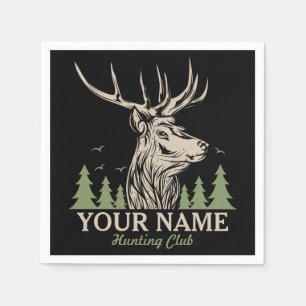 Personalised Hunter Deer Elk Antler Hunting Club  Napkin