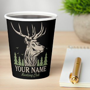 Personalised Hunter Deer Elk Antler Hunting Club Paper Cups