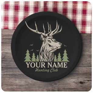 Personalised Hunter Deer Elk Antler Hunting Club  Paper Plate