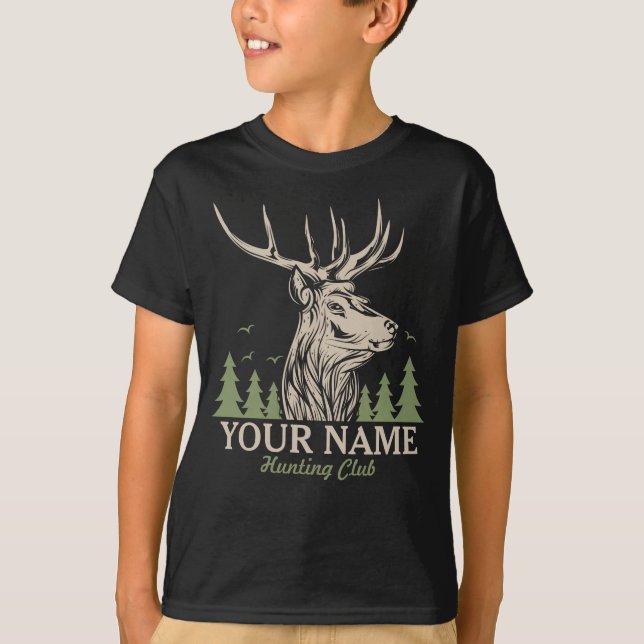 Personalised Hunter Deer Elk Antler Hunting Club  T-Shirt (Front)