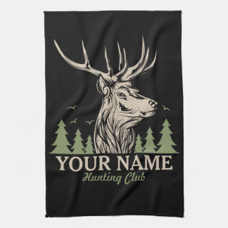 Personalised Hunter Deer Elk Antler Hunting Club Tea Towel