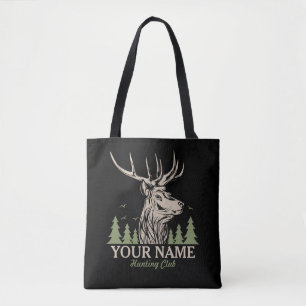 Personalised Hunter Deer Elk Antler Hunting Club Tote Bag
