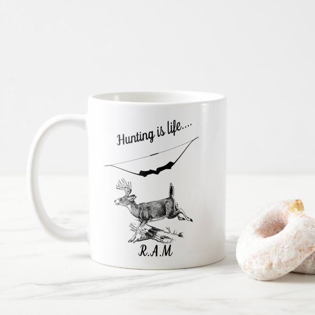 Personalised Hunting Is Life 3 Coffee Mug (With Donut)