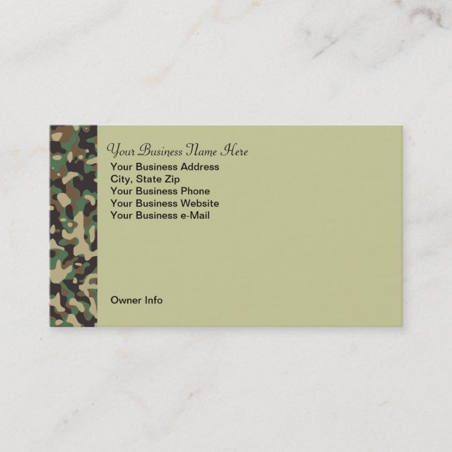 Personalised Hunting Theme Camo Business Card (Front)