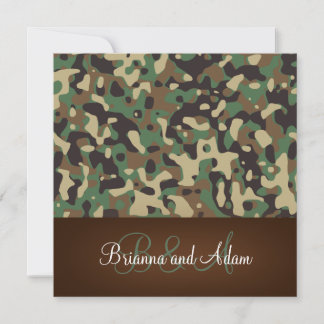 Personalised Hunting Theme Speckled Camo Wedding Invitation