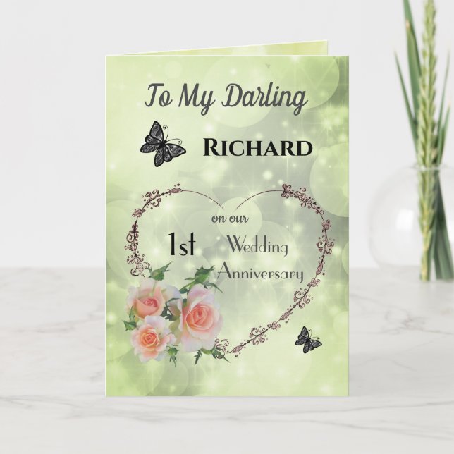Personalised Husband 1st Anniversary Greeting Card (Front)