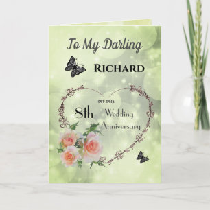 Personalised Husband 8th Anniversary Greeting Card