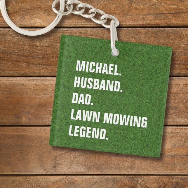 Personalised Husband Dad Lawn Mowing Legend Key Ring (All text is editable, add name & edit other text too, if you wish.)
