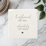 Personalised Husband & Daddy EST Gift  Stone Coaster<br><div class="desc">Celebrate the special years your loved one became a husband and a father with this elegant custom marble coaster. Featuring minimalist script typography and a soft natural stone background, this design adds a personal and emotional touch to home décor. Perfect as a meaningful Father’s Day gift, a new dad keepsake,...</div>