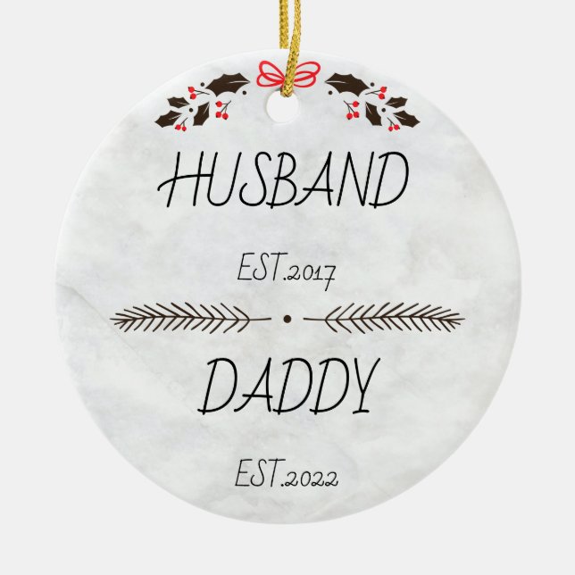 Personalised Husband Daddy - New Dad Gift Ceramic Tree Decoration (Front)
