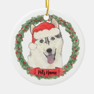 Personalised Husky Christmas Ceramic Tree Decoration