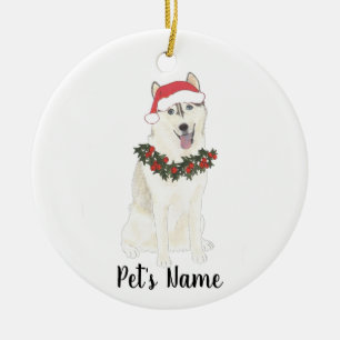Personalised Husky Christmas Ceramic Tree Decoration