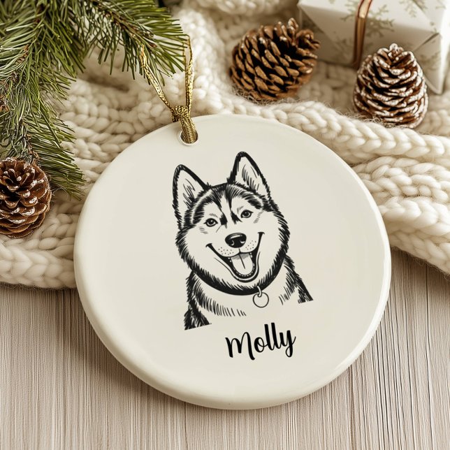Personalised Husky Dog Christmas Ceramic Tree Decoration (Creator Uploaded)