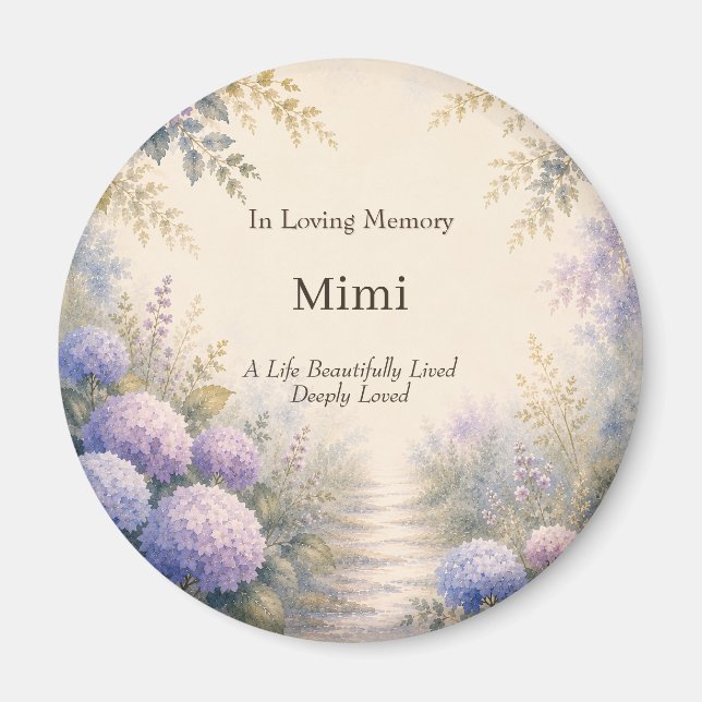 Personalised Hydrangea Memorial Magnet (Front)