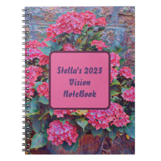 Personalised hydrangea paint Vision notebook 2023