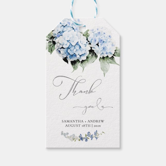 Personalised Hydrangea Wedding Gift Tag Template (Front)