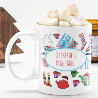 Personalised Hygge Hand Drawn Retro Winter Coffee Mug