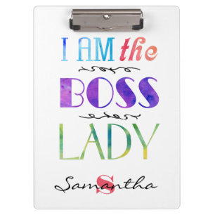 Personalised I am the Boss Lady Typography Clipboard