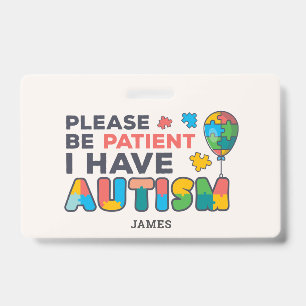Personalised I Have Autism ID Badge