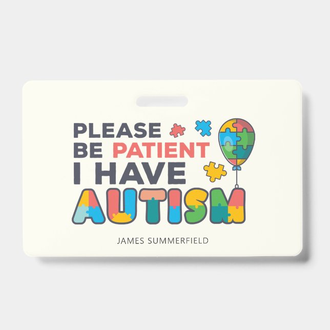 Personalised I Have Autism ID Badge (Front)