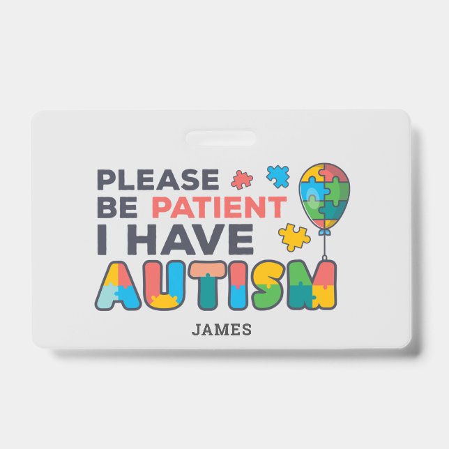 Personalised I Have Autism ID Badge (Front)