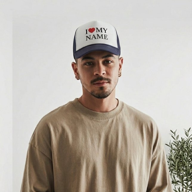Personalised I Heart Hat, Custom Text Baseball Cap (Creator Uploaded)
