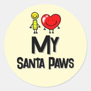 Personalised I Heart My Santa Paws Cute Heart Dog Classic Round Sticker
