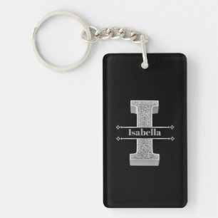 Personalised I Initial Silver Monogram Your Name Key Ring