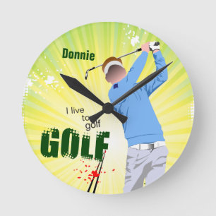 Personalised I Live to Golf Golfer Clock