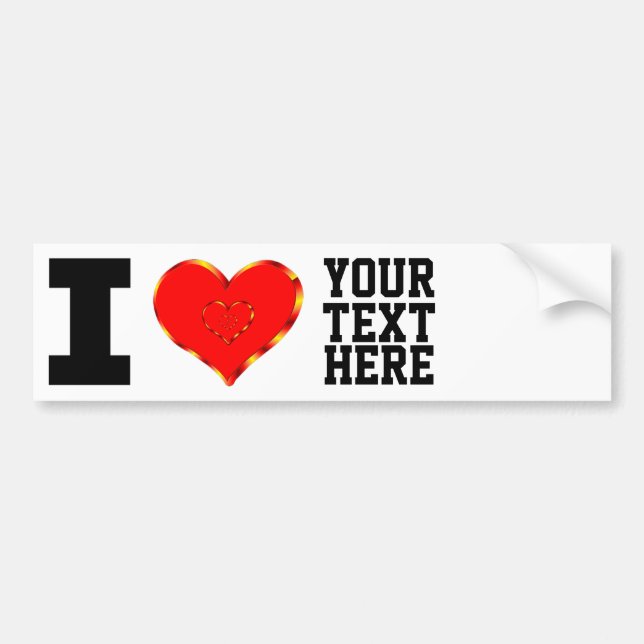 Personalised I Love Bumper Sticker (Front)