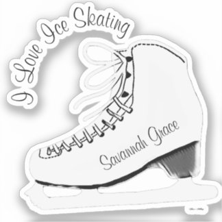 Personalised I Love Ice Skating Name Sticker
