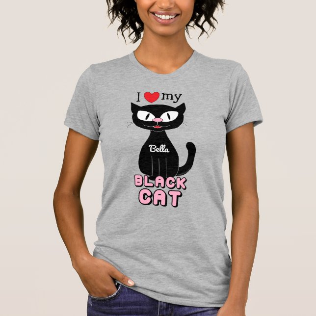 Personalised I Love My Black Cat T-Shirt (Front)