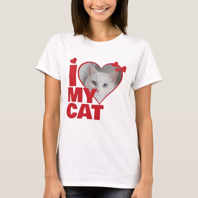 Personalised I Love My Cat Heart Photo T-Shirt (Front)