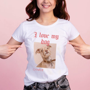 Personalised I Love My Dog Photo Red T-Shirt