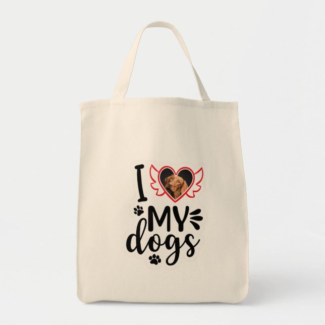 Personalised I Love My Dog Photo T-Shirt Tote Bag (Front)