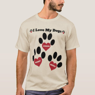 Personalised "I Love My Dogs" For Dog Lovers Brown T-Shirt