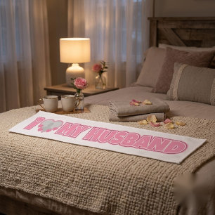 Personalised I Love My Husband – Add Husband Photo Short Table Runner