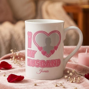 Personalised I Love My Husband – Add Photo & Name Bone China Mug
